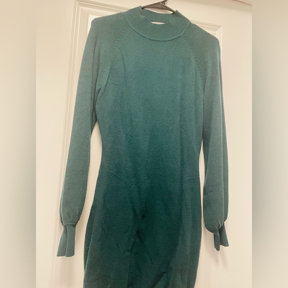 Hunter green and purple sweater dresses